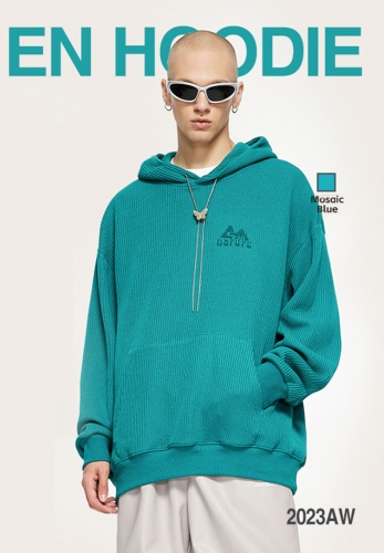 Textured knit embroidered hoodie