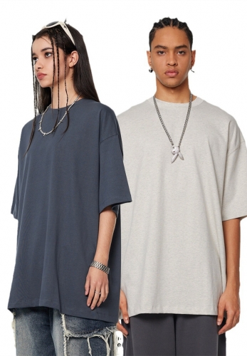 Heavy 345G basic solid color round neck oversize T-shirt