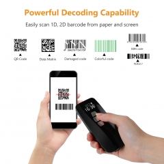 Evnvn Mini 1D QR 2D Barcode Scanner with LCD Screen, Bluetooth 2.4G Wireless USB Wired Bar Code Reader Portable CCD Image Scanner with Time & Date Suffix Compatible for iPad iPhone Android Windows Mac