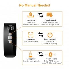 Evnvn Mini 1D QR 2D Barcode Scanner with LCD Screen, Bluetooth 2.4G Wireless USB Wired Bar Code Reader Portable CCD Image Scanner with Time & Date Suffix Compatible for iPad iPhone Android Windows Mac