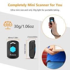 Mini 2D Bluetooth Barcode Scanner, Evnvn Portable QR 1D Bar Code Reader Screen Scanning with 2.4G Wireless, USB Wired to Compatible with Phone, Tablet, PC for Bookstore Warehouse