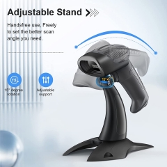 Evnvn 2D Barcode Scanner with Stand, QR Handheld Wired USB 1D Bar Code Reader with Adjustable Cradle Automatic Scanning for Inventory Management, Supermarket, Warehouse, Supports Windows, Linux, Mac
