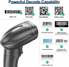Evnvn Wireless 2D QR Barcode Scanner with Stand, 3-in-1 Bluetooth & 2.4G Wireless & USB Wired Handheld Barcode Reader with 1D QR Screen Code Scanning Auto Sensing Connect Smart Phone Tablet PC