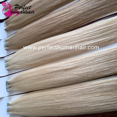 double drawn Remy Tape In Human Hair Extension Full Cuticle Seamless Straight Skin Weft Hair Salon Style