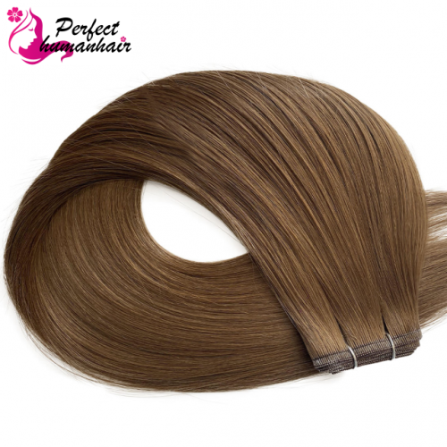 100% virgin cuticle remy flat weft extensions   flat weft hair extension  Human Hair Extension Thick Ends