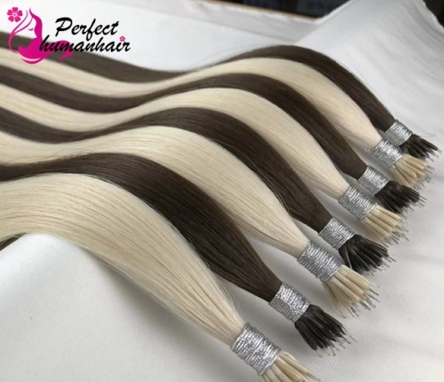 Wholesale 2024 Hot Selling  Double Drawn Pre Bonded Nano Ring Human Hair Extensions 100% cuticle human hair