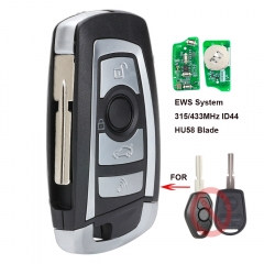 EWS Modified Flip Remote Key 4 Button 315MHZ/ 433MHZ With PCF7935AA ID44 Chip for BMW HU58 Blade