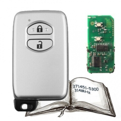 Smart Key 2 Button 314MHz- for Toyota Prius Aqua Corolla Axio Vitz - 271451-5300