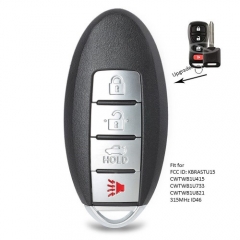 Upgraded Remote Key Fob 315MHz ID46 for Nissan & Infiniti KBRASTU15, FCC: CWTWB1U758