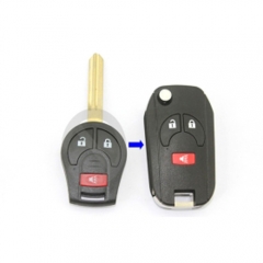 Modified Folding Remote Key Shell 2+1 Button for Nissan Cube Juke Rogue