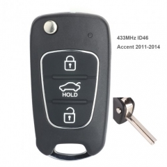 Folding Remote Key Fob 433MHz ID46 PCF7936 for Hyundai Accent 2011-2014