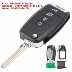 Flip Remote Car Key Fob 3+1 Button 315MHz for Kia Sportage 2014-2015 FCC ID: NYODD4TX1306-TFL