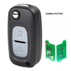 Flip Remote Key 2 Button 433MHz PCF7947 Chip for Renault No Logo