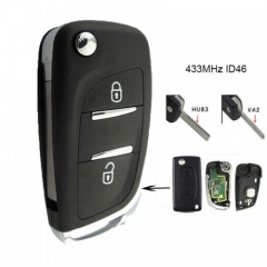DS Stylish Folding Remote Key 2 Button 433MHZ ID46 Chip CE0523 for Peugeot 207 307 308 407 Citroen C4 / C5 / C6 / C8