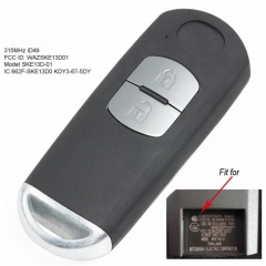 （Original remote control board）Smart Remote Key Fob FSK 315MHz ID49 for Mazda 2 Button Model FCC: SKE13D01