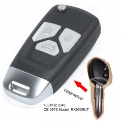 Upgraded Flip Replacement Remote Key Fob 433MHz ID48 for Chevrolet Aveo 2009-2016