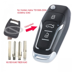 Upgraded Flip Remote Car Key Fob 2 Button 433MHz ID40 for Opel Holden Astra TS 1998-2004