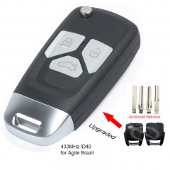 Upgraded Remote Key Fob 433MHz ID40 for Chevrolet Agile Montana Brazil 2009-2011