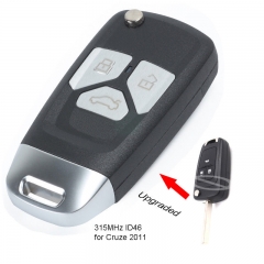Upgraded Flip Replacement Remote Key Fob 315MHz ID46 for Chevrolet Cruze 2011