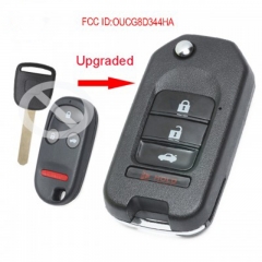Upgraded Flip Remote Car Key Fob 3+1 Button T5 for Honda 2002-2004 CR-V FCC ID: OUCG8D344HA