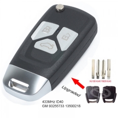 Upgraded Replacement Remote Key Fob 3Btn 433MHz ID40 for Chevrolet GM 13500218