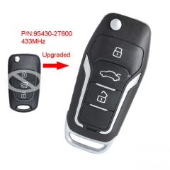 Upgraded Flip Remote Car Key Fob 3 Button 433MHz ID46 for KIA Optima 2011 P/N: 95430-2T600