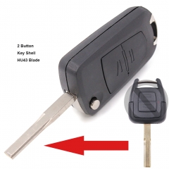 Modified Flip Remote Key Shell 2 Button for Opel HU43