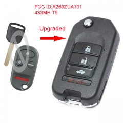 Upgraded Flip Remote Car Key Fob 433MHz T5 Chip for Honda 2003-2004 Odyssey / 2003-2005 Pilot FCC ID: A269ZUA101