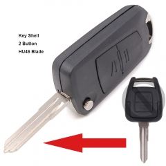 Modified Flip Remote Key Shell 2 Button for Opel HU46
