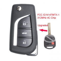 Upgraded Flip Remote Car Key Fob 312MHz 4C for Lexus RX300 1999-2003 FCC ID: N14TMTX-1