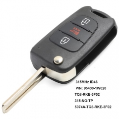 Upgraded Folding Remote Key Fob 315MHz ID46 for Kia Rio 2012-2013 P/N: 95430-1W020