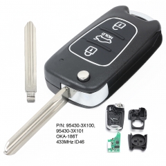 Upgraded Flip Remote Key Fob 433MHz ID46 for Hyundai Elantra 2011-2013 P/N: OKA-186T