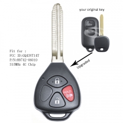Upgraded Remote Key Fob 315MHz 4C for Toyota Camry Corolla Sienna Echo GQ43VT14T