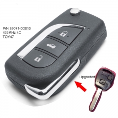 Upgraded Remote Key Fob 433MHz 4C for Toyota Yaris Avensis Corolla 89071-0D010
