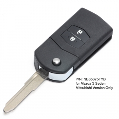 Flip Remote Car Key 2 Button Fob 433MHz 4D63 for Mazda 3 Seden 2009-2011 Mitsubishi Version P/N: NE85675TYB