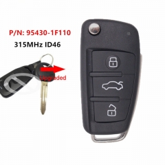 Upgraded Flip Remote Car Key Fob 315MHz ID46 P/N: 95430-1F110 for KIA Sportage 2005- 2010
