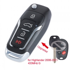 Upgraded Folding Remote Key Fob 433MHz G for Autralian Toyota Highlander 2006-2011