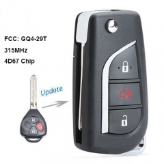 Upgrade Remote Key 315MHz With 4D67 Chip for Toyota Avalon 89070-02270/ FCC: GQ4-29T