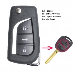 Upgraded Flip Remote Key FOB 304.2MHz 4C Chip for Toyota Avensis Corolla RAV4 P/N: 60030