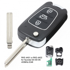 Upgraded Remote Key Fob 433MHz ID46 for Hyundai I20 I30 I40 I35 IX35 RKE-4A02