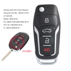 Remote Key Fob 433MHz ID46 for Hyundai Sonata 2014-2017 P/N: 95430-C1010