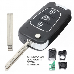Upgraded Flip Remote Key Fob 433MHz ID46 for Kia Sportage 2010-2014 FCC ID: 95430-3U000