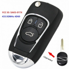 Upgraded Flip Remote Key Fob 433.92MHz 4D60 for Chevrolet Optra Lacetti Daewoo Nubira for Holden/Ravon SAKS-01TX