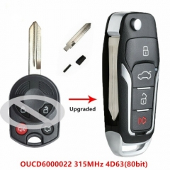 Upgraded Remote Key 4B for Ford Edge Escape Focus 315MHz 4D63(80bit) FCC：OUCD6000022