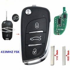 Upgraded Folding Remote Key Fob 433MHz FSK for CITERON AND PEUGEOT 3008 2008 C2 C4L 307 DS AFTER 2013