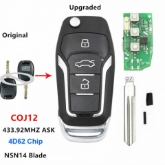 Upgraded Flip Remote Key 433MHZ 4D62 Chip for Australian Subaru Forester Liberty Outback Impreza COJ12 Uncut NSN14 Blade