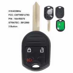 Remote Key Control Transmitter 3 Button 4D63 Chip for Ford CWTWB1U793