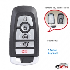 Smart Remote Key Shell Case 5 Button Fob for Ford F-250 F-350 F350 F450 F550 2017-2019