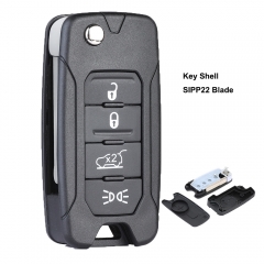 Replacement Flip Remote Key Shell Case Fob 4 Button for Jeep Renegade 2015 -2018