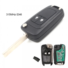 Remote Key 2 Button 315MHz ID46 for Opel HU100 Blade